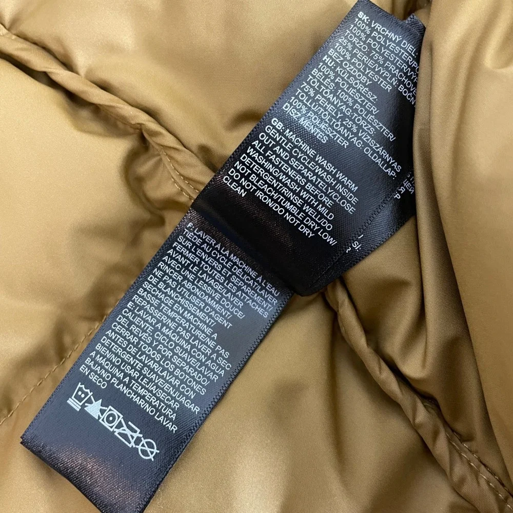 North Face 550 Down Puffer Vest Mens Large Quilted Insulated Tan Gold